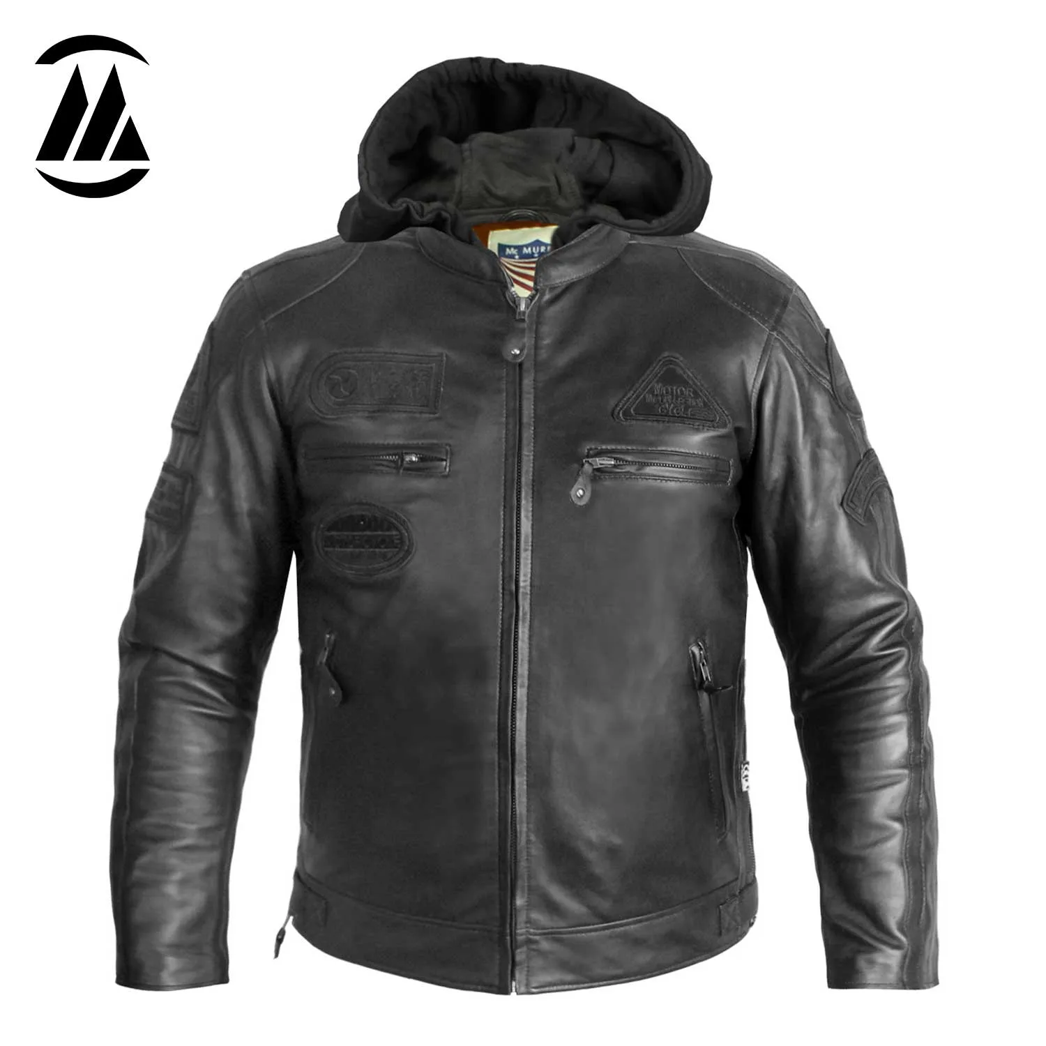 Black Leather Biker Jacket for Men