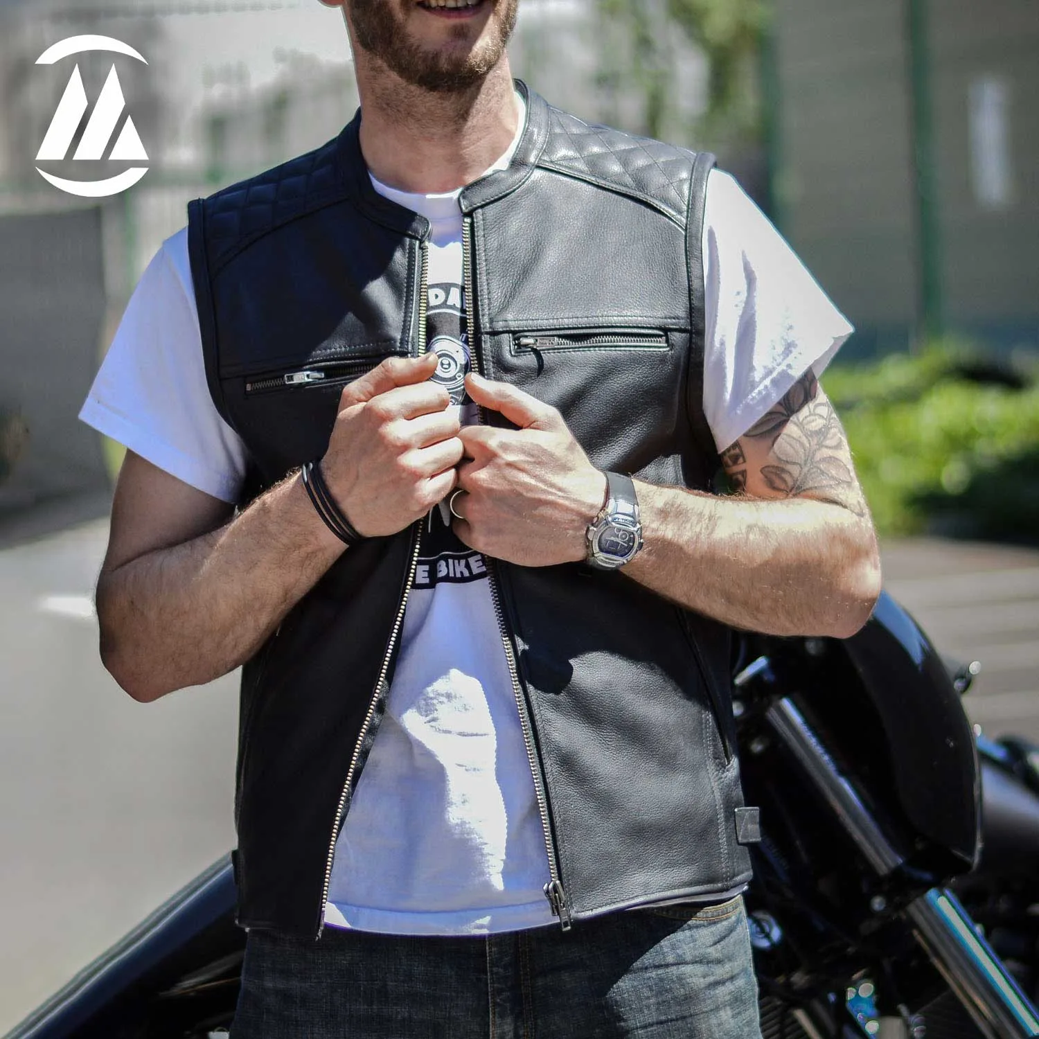 Men Leather Vest for Motorcycle