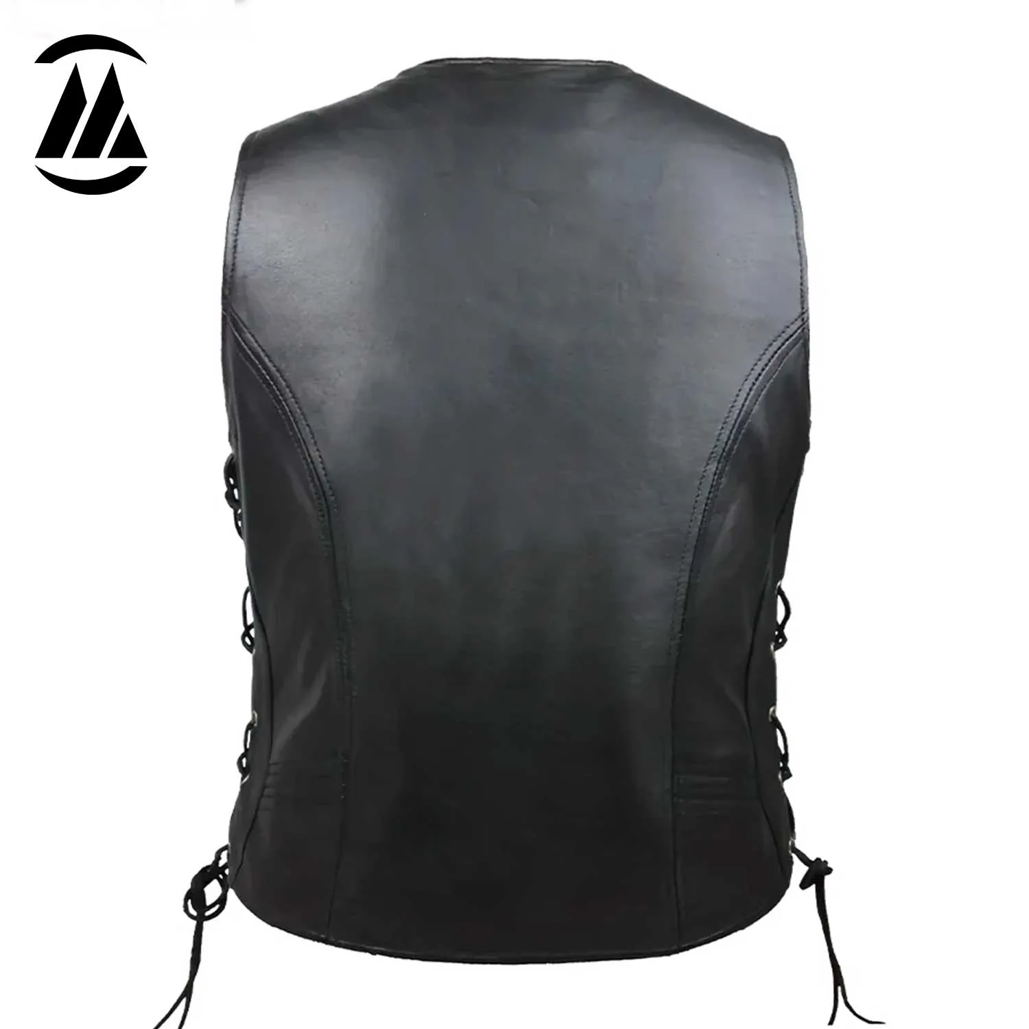 Women lambskin Leather Vest back