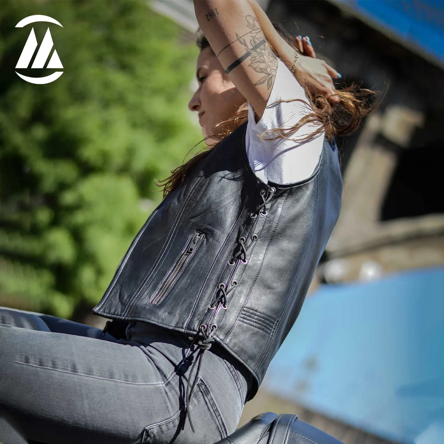 ladies Leather Vest leather laces