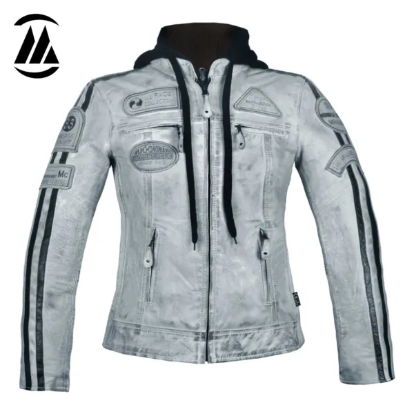 White Leather Jacket Womens