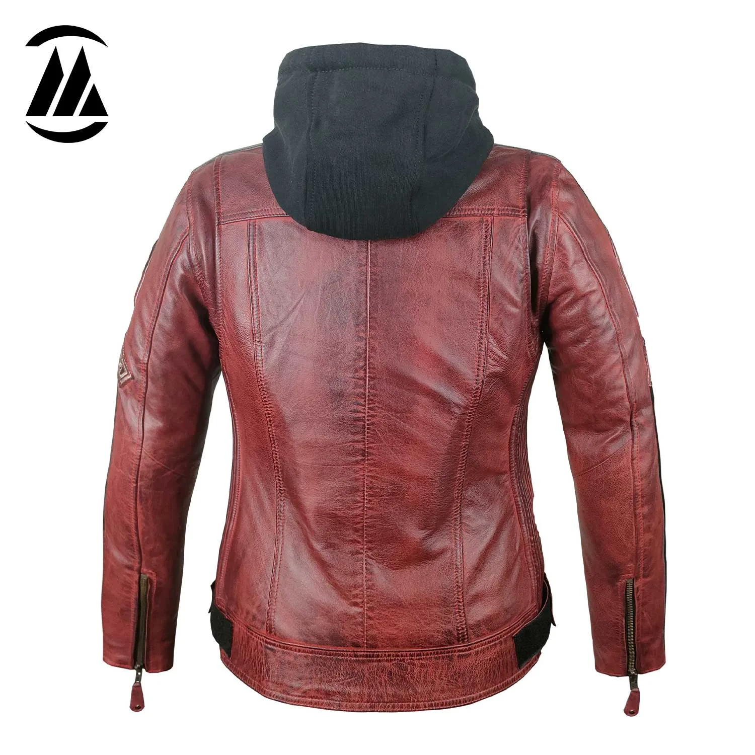 Red Motorcycle Jacket Women back