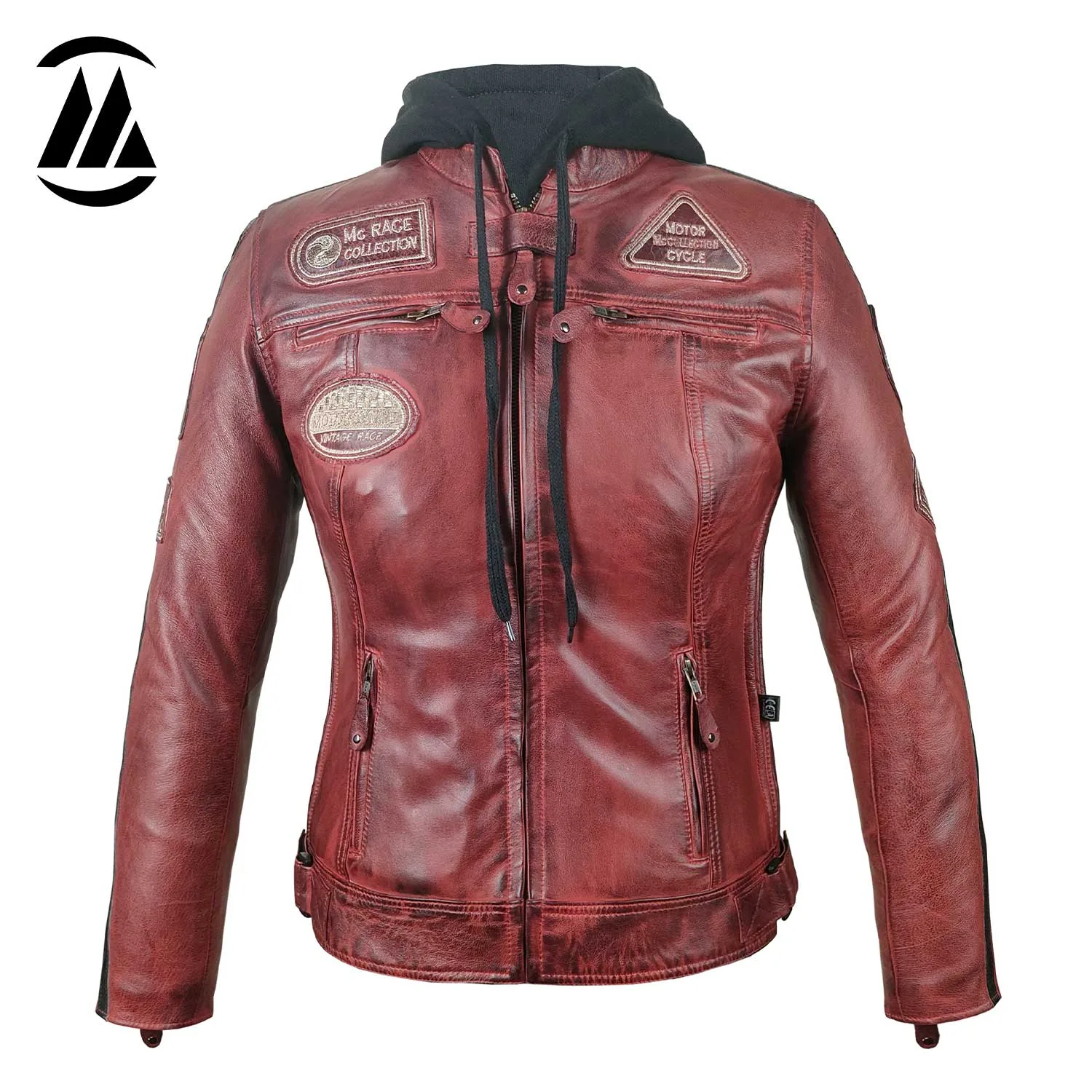 Red Motorcycle Jacket Women front
