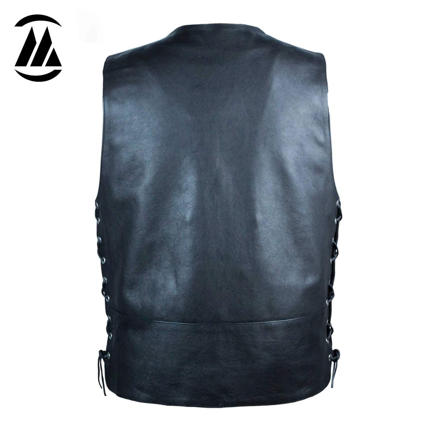 Roberto Men Biker Leather Vest back