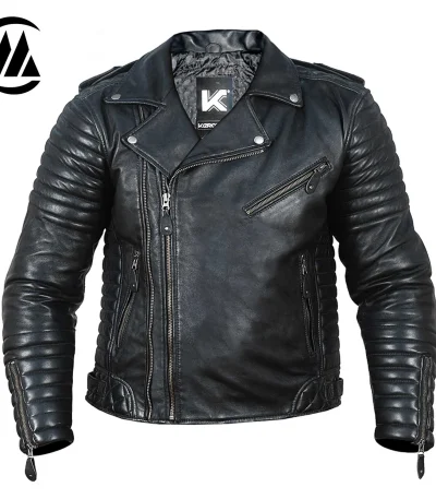 Premium Biker Jacket for Men | Genuine Leather Rockstar Motorcycle Jacket Front View