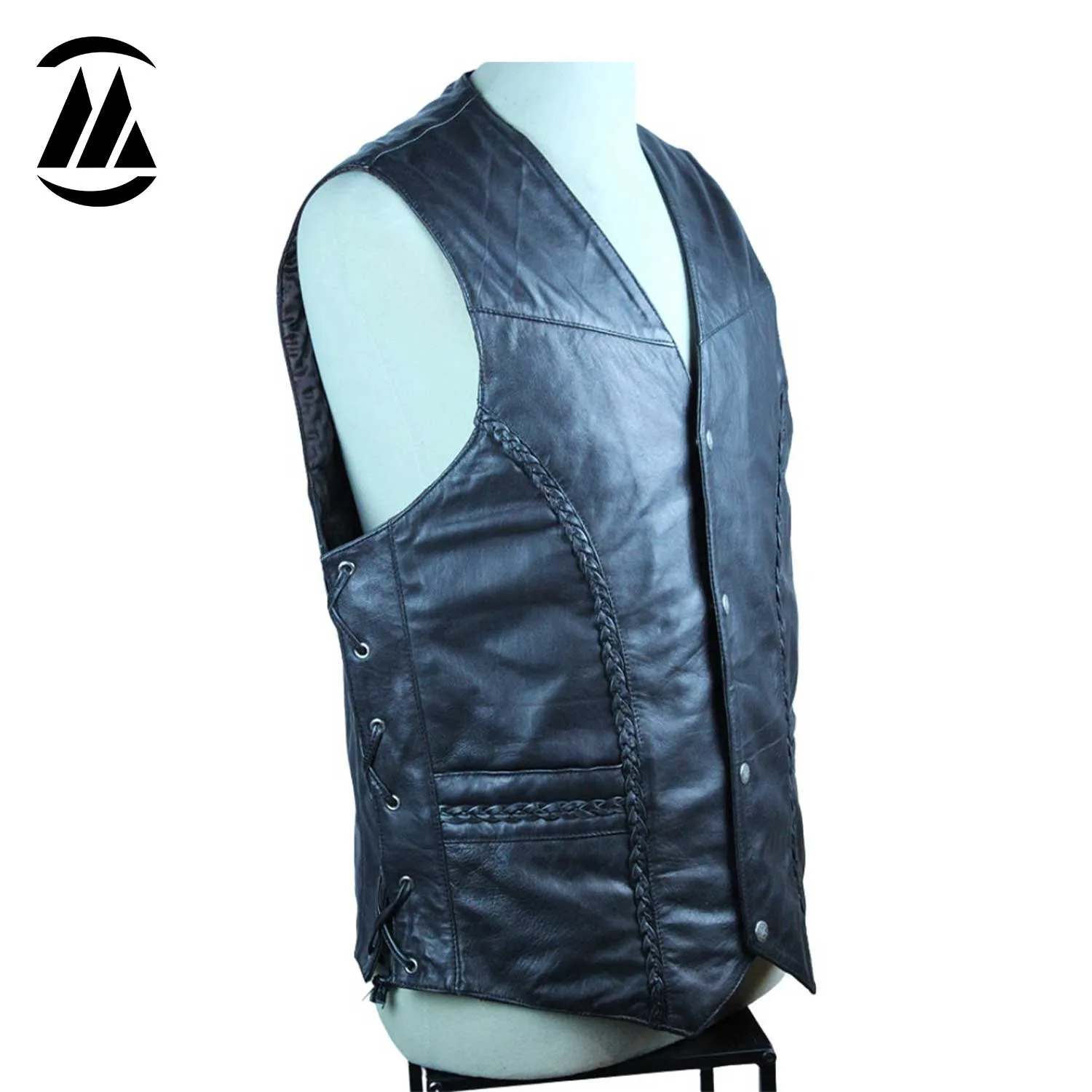 Steven Leather Biker Vest side